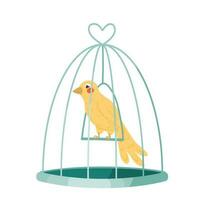 amarelo pássaro dentro jaula. vetor desenho animado ilustração.