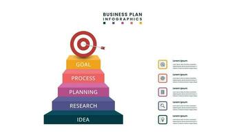 o negócio plano infográfico Projeto modelo. escada infográfico para o negócio plano apresentação com 5 passos ou opção. vetor