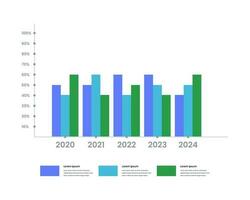 plano Barra gráfico com três bar. Barra gráfico infográfico. vetor