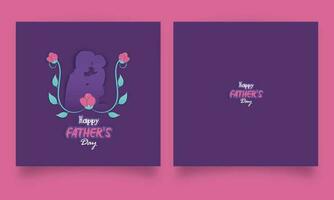 roxa cumprimento cartão Projeto com adesivo estilo feliz do pai dia e papel cortar homem abraçando dele filho. vetor