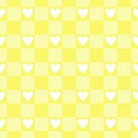 vetor desatado padronizar com tecido de algodão Verifica e corações dentro amarelo e branco cores para dia dos namorados dia