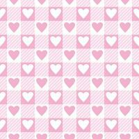vetor desatado padronizar com tecido de algodão Verifica e corações dentro Rosa e branco cores para dia dos namorados dia