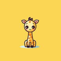 fofa kawaii girafa chibi mascote vetor desenho animado estilo