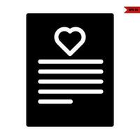 amor dentro papel documento glifo ícone vetor