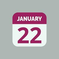 ícone de data do calendário de 22 de janeiro vetor