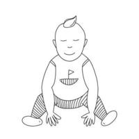 bebê Garoto vetor mão desenhado rabisco ilustração. criança pequena ilustração isolado em branco fundo