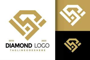 carta s diamante gema logotipo vetor ícone ilustração