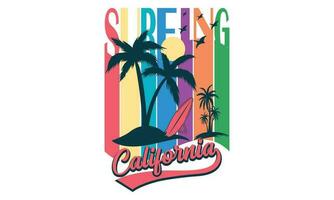surfar Califórnia paraíso de praia camisa vetor