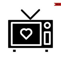amor dentro tela televisão glifo ícone vetor