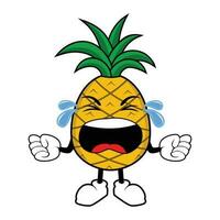 chorando abacaxi fruta mascote desenho animado vetor