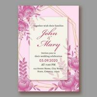 lindo floral Casamento convite cartão Projeto dentro Rosa e branco cor com local detalhes. vetor