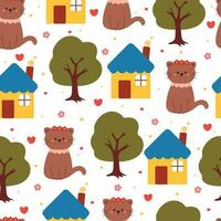 gato de desenho animado padrão sem emenda. papel de parede animal bonito para têxteis, papel de embrulho vetor
