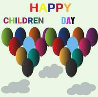 feliz crianças dia com balões e clound background.for Projeto tema feliz crianças dia. vetor
