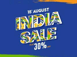 15º agosto Índia venda poster Projeto com desconto oferta em azul fundo. vetor