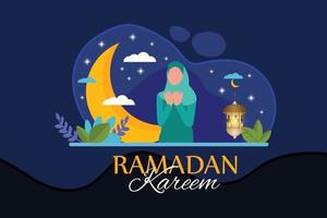 ilustração plana ramadan kareem vetor