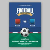 futebol campeonato folheto, modelo Projeto com participar equipe uma vs b dentro azul e verde cor. vetor