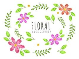 floral fundo decorado com flores e verde folhas. vetor