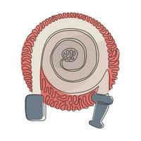 único logotipo de mangueira de incêndio de desenho de linha contínua em estilo moderno. adequado para muitos propósitos. equipamento de bombeiro. redemoinho curl estilo de fundo do círculo. uma linha desenhar ilustração em vetor design gráfico