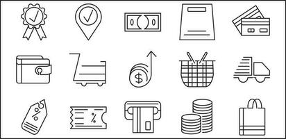 ícone conjunto comprar, para botão ícone ou símbolo, faturamento ícone fazer compras vetor