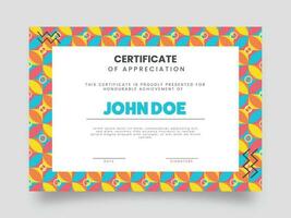 certificado do apreciação prêmio modelo Projeto com sagrado geométrico padronizar. vetor