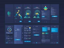 criptografia moeda Móvel aplicativo interface do usuário, ux, gui telas gostar Como crio conta, placa em, placa acima, transação, troca e perfil detalhes. vetor