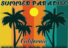 design de t-shirt do paraíso de verão na califórnia vetor