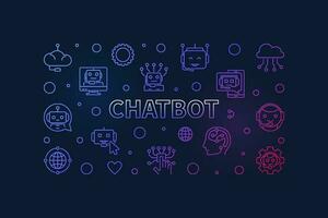 chatbot fino linha colorida bandeira - artificial inteligência chatbot vetor horizontal ilustração