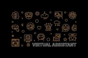 virtual assistente linha horizontal bandeira. vetor conectados bate-papo e chatbot ilustração