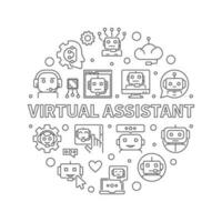 virtual assistente linha volta bandeira. vetor conectados bate-papo e chatbot ilustração