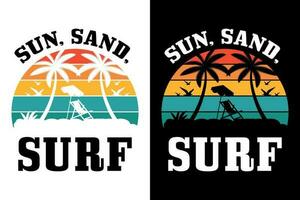 verão camiseta Projeto pacote, verão de praia período de férias Camisetas, verão surfar camiseta vetor Projeto