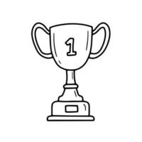 mão desenhado vencedora troféu isolado em branco fundo. esporte vencedora prêmio esboço rabisco ilustração. vetor