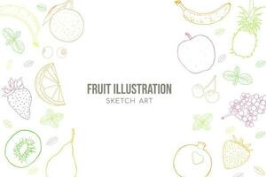 frutas esboço arte ilustração mão desenhado vetor