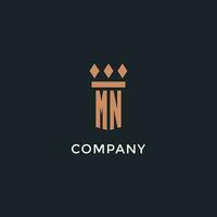 mn logotipo inicial com pilar ícone projeto, luxo monograma estilo logotipo para lei empresa e advogado vetor