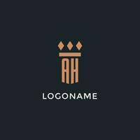 ah logotipo inicial com pilar ícone projeto, luxo monograma estilo logotipo para lei empresa e advogado vetor