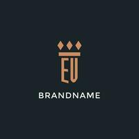 ev logotipo inicial com pilar ícone projeto, luxo monograma estilo logotipo para lei empresa e advogado vetor