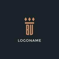 bu logotipo inicial com pilar ícone projeto, luxo monograma estilo logotipo para lei empresa e advogado vetor