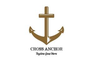 vintage retro âncora com Jesus cristão Cruz para marinha veterano religião logotipo vetor