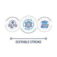 e Aprendendo tecnologia ciclo conceito ícone. conectados Educação instalação. estudando programa abstrato idéia fino linha ilustração. isolado esboço desenho. editável acidente vascular encefálico vetor