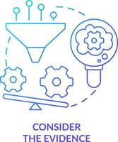 considerar evidência azul gradiente conceito ícone. providenciar prova do negativo pensamentos. adaptabilidade gorjeta abstrato idéia fino linha ilustração. isolado esboço desenhando vetor