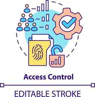 Acesso ao controle conceito ícone. parte do fisica segurança padrão abstrato idéia fino linha ilustração. cíber segurança. isolado esboço desenho. editável acidente vascular encefálico vetor