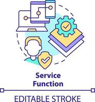 serviço função conceito ícone. identidade gestão processo abstrato idéia fino linha ilustração. controlo remoto Acesso para sistemas. isolado esboço desenho. editável acidente vascular encefálico vetor