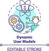 dinâmico do utilizador modelos conceito ícone. humano-computador interação abstrato idéia fino linha ilustração. atualizar dados sobre do utilizador. isolado esboço desenho. editável acidente vascular encefálico vetor
