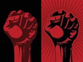 mão levantada punho vermelho revolução comunismo socialismo desenho de símbolo vetor