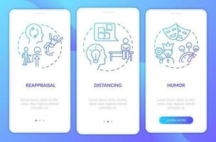 cognitivo mudança azul gradiente onboarding Móvel aplicativo tela. auto regulamento passo a passo 3 passos gráfico instruções com linear conceitos. interface do usuário, ux, gui modelo vetor