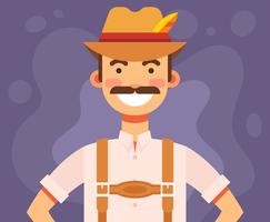 Homem, em, lederhosen, ilustração vetor