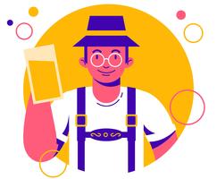 Homem, em, lederhosen, ilustração vetor