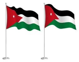 bandeira do Jordânia em mastro de bandeira acenando dentro vento. feriado Projeto elemento. posto de controle para mapa símbolos. isolado vetor em branco fundo