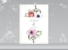 cartão de convite de casamento floral elegante vetor