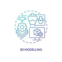 3d modelagem azul gradiente conceito ícone. virtual propriedade geração. metaverso tecnologia abstrato idéia fino linha ilustração. isolado esboço desenhando vetor