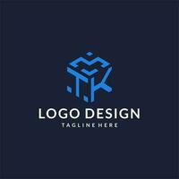 tk logotipo hexágono desenhos, melhor monograma inicial logotipo com hexagonal forma Projeto Ideias vetor